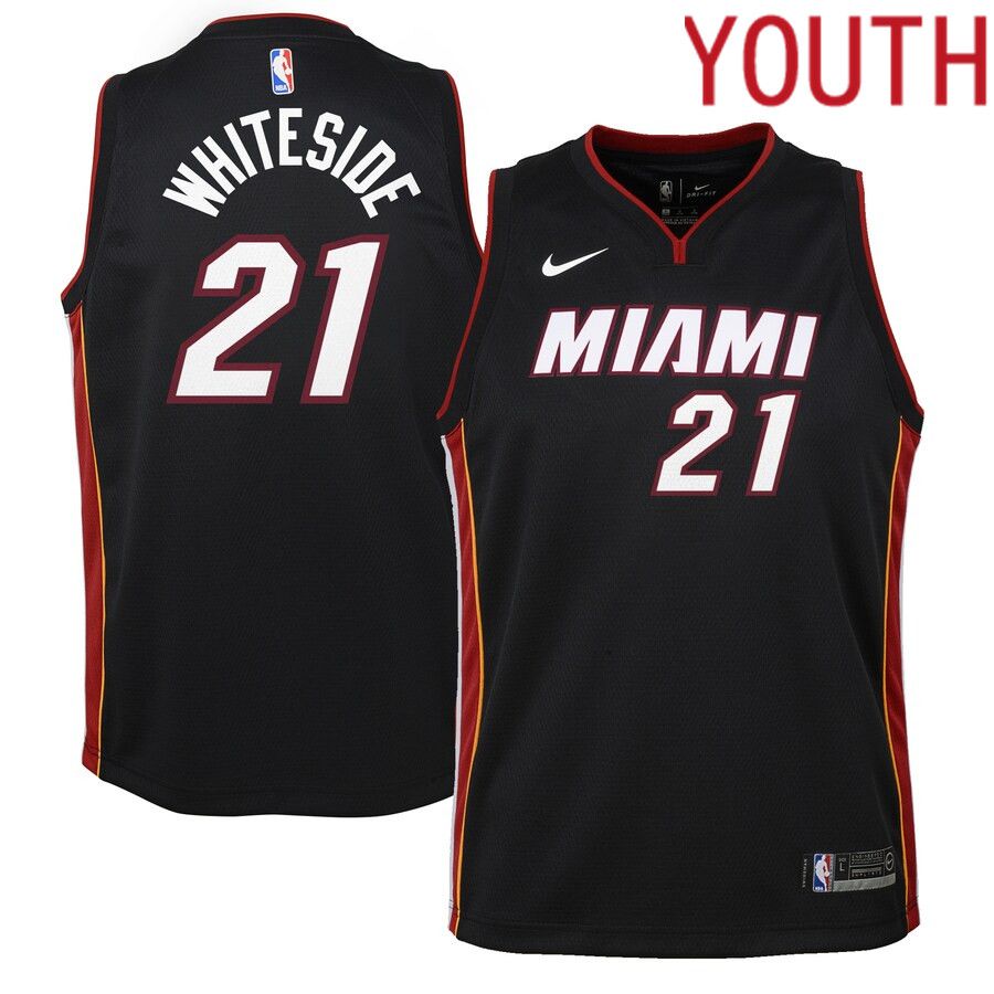 Youth Miami Heat 21 Hassan Whiteside Nike Black Swingman NBA Jersey